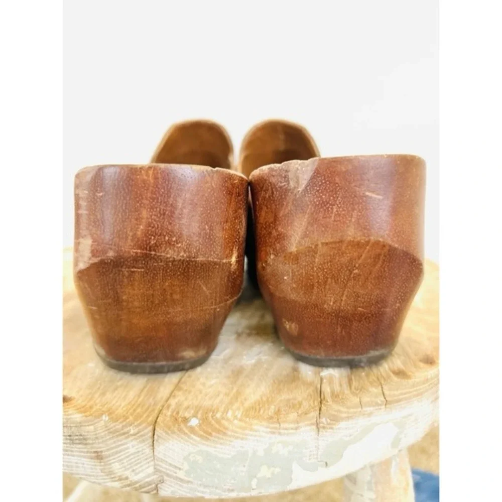 Vintage Y2K London‎ Underground Leather Wooden Platform Clog Size 37